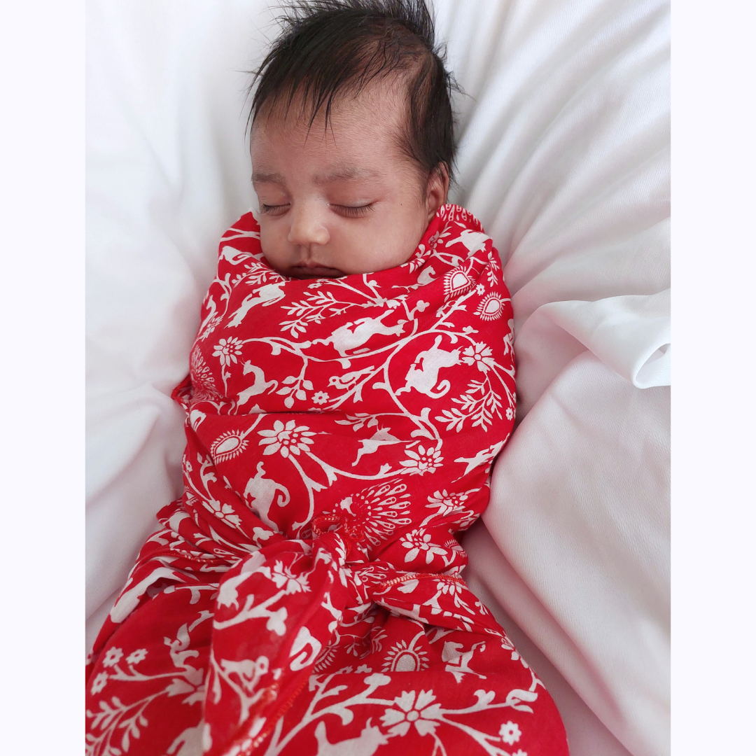 Tura Turi Muslin Swaddle Shikargah Red
