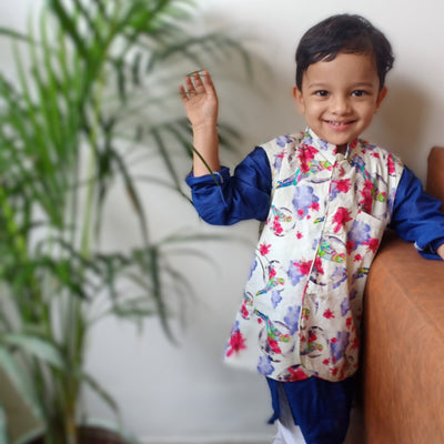 Festive Ethnic Cotton Nehru Jacket for boys
