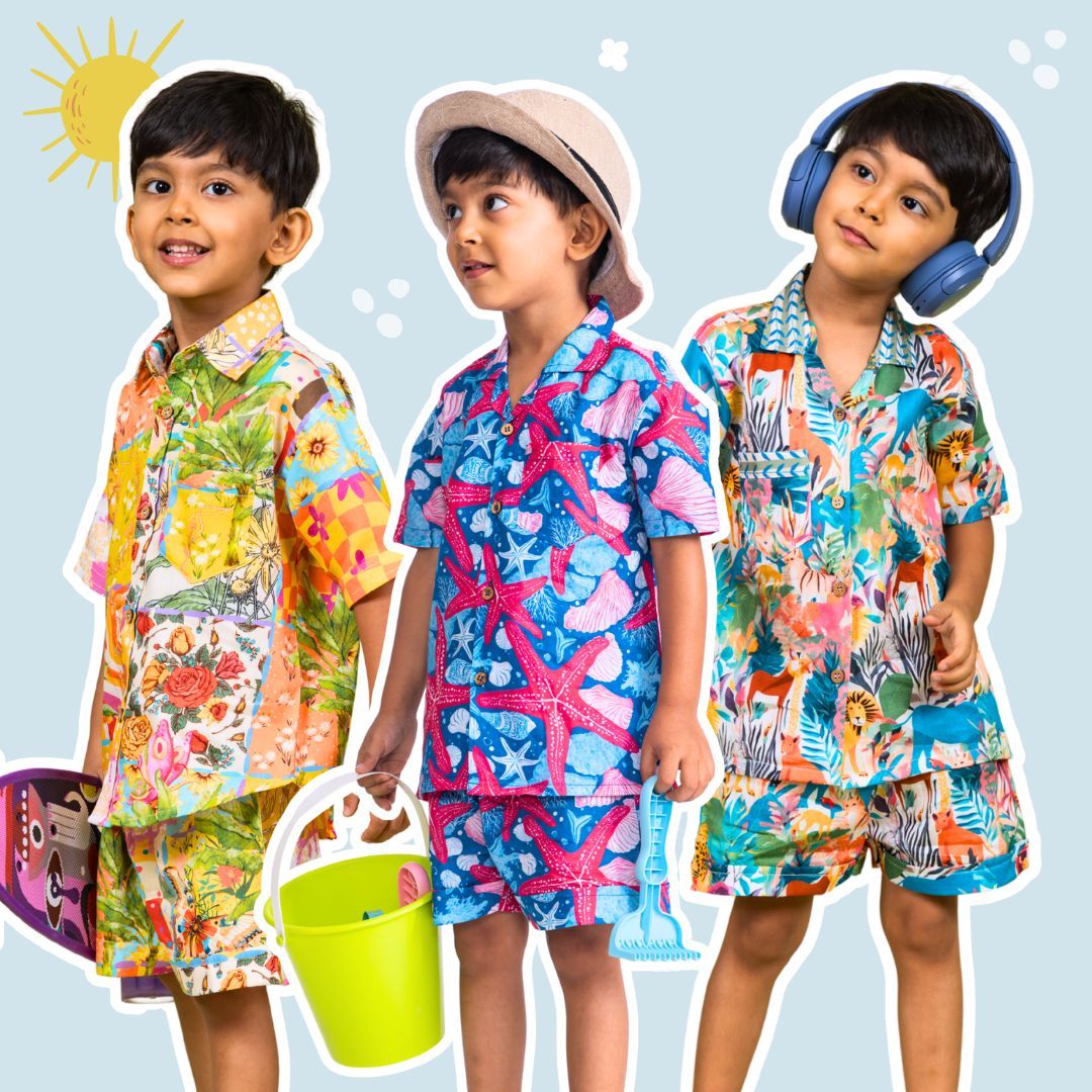 summer cotton shirts and shorts for boys