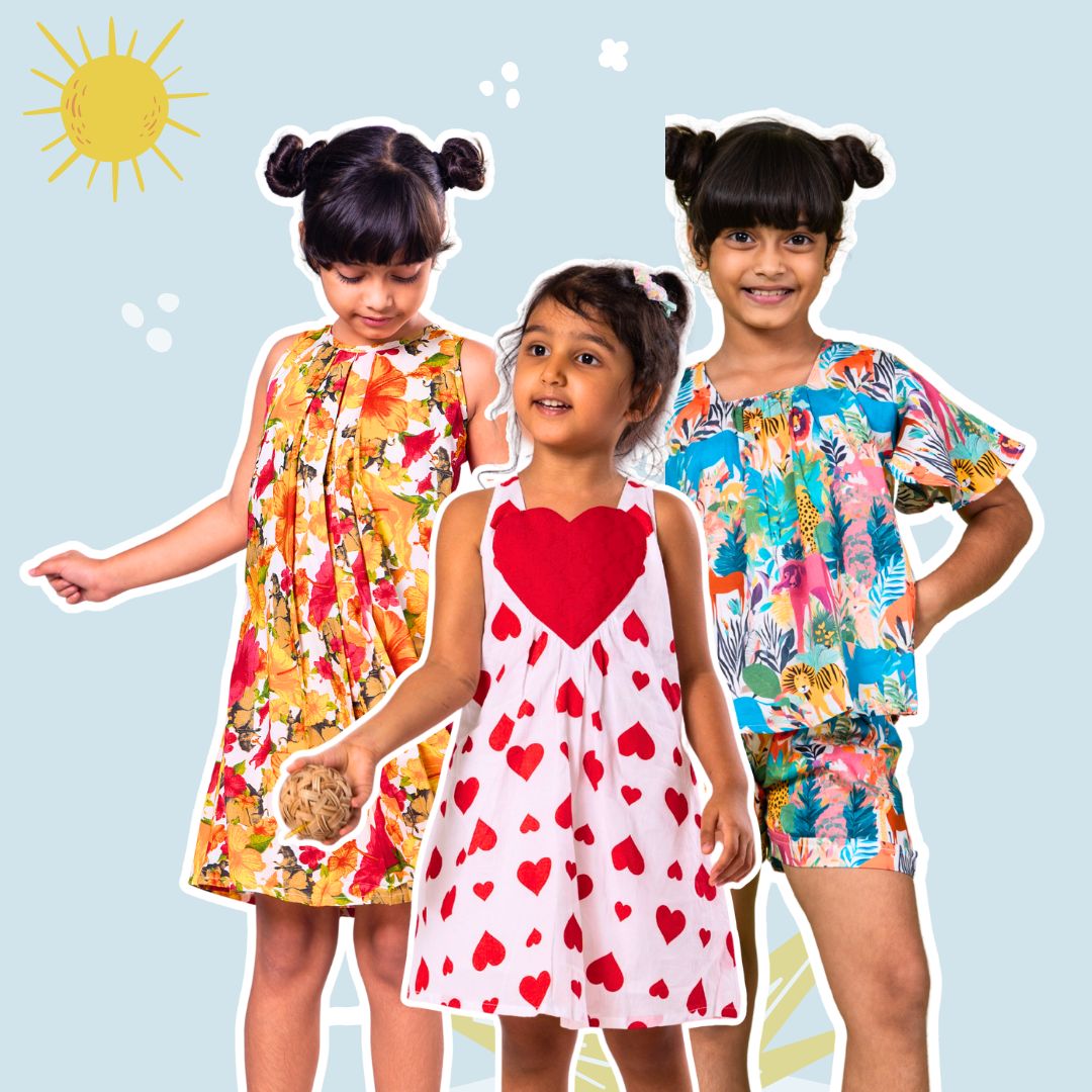 cotton dress for girls, summer breathable