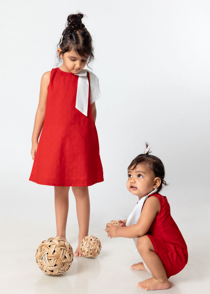 red cotton summer dress for girls