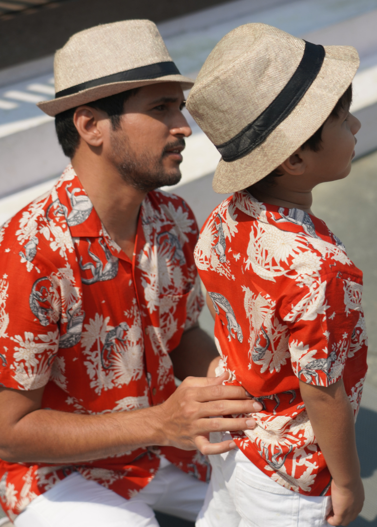 Funky Monkey Red men’s shirt – fun summer cotton shirt