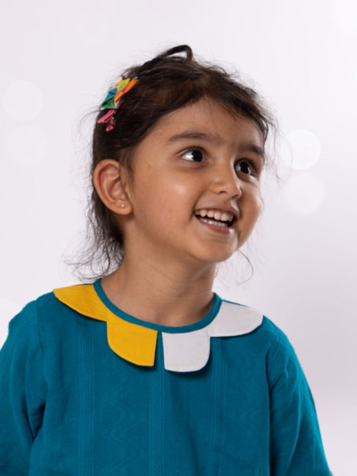 Cotton Dress | Colour Pop, Turquoise Blue | 0-12Y