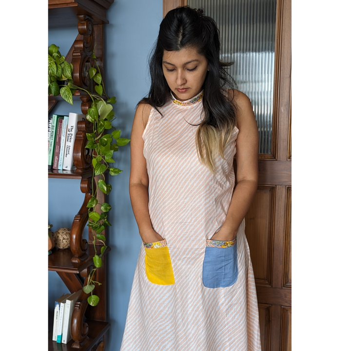 Cotton Malmal Kurta for Women | Leheriya Peach