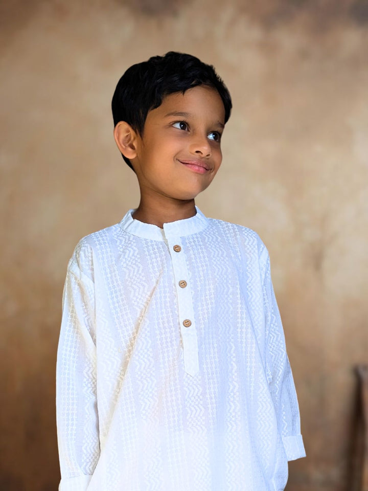Boys plain white cotton kurta comfortable summer kurta for kids