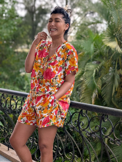 Women's 'No Bra' Night Suit Shorts Set | Hibiscus