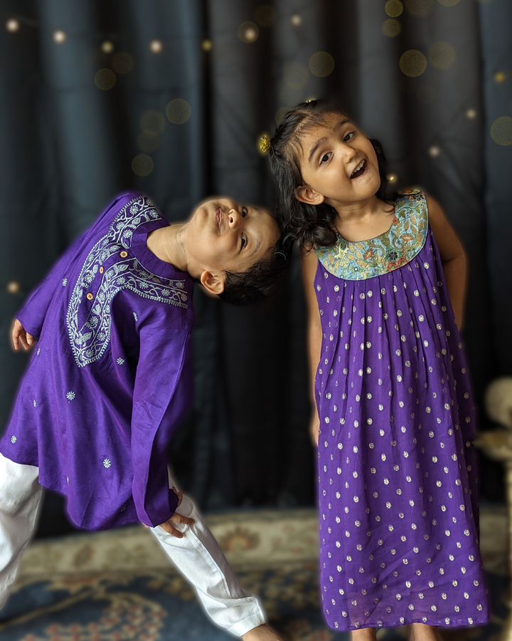 Purple Georgette Churidar Kurta | Girls &amp; Women