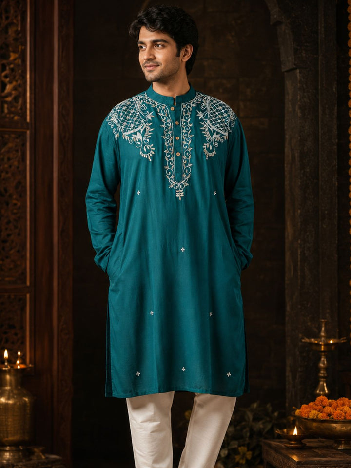 green silk mens kurta for mehendi and sangeet and festive occassions 