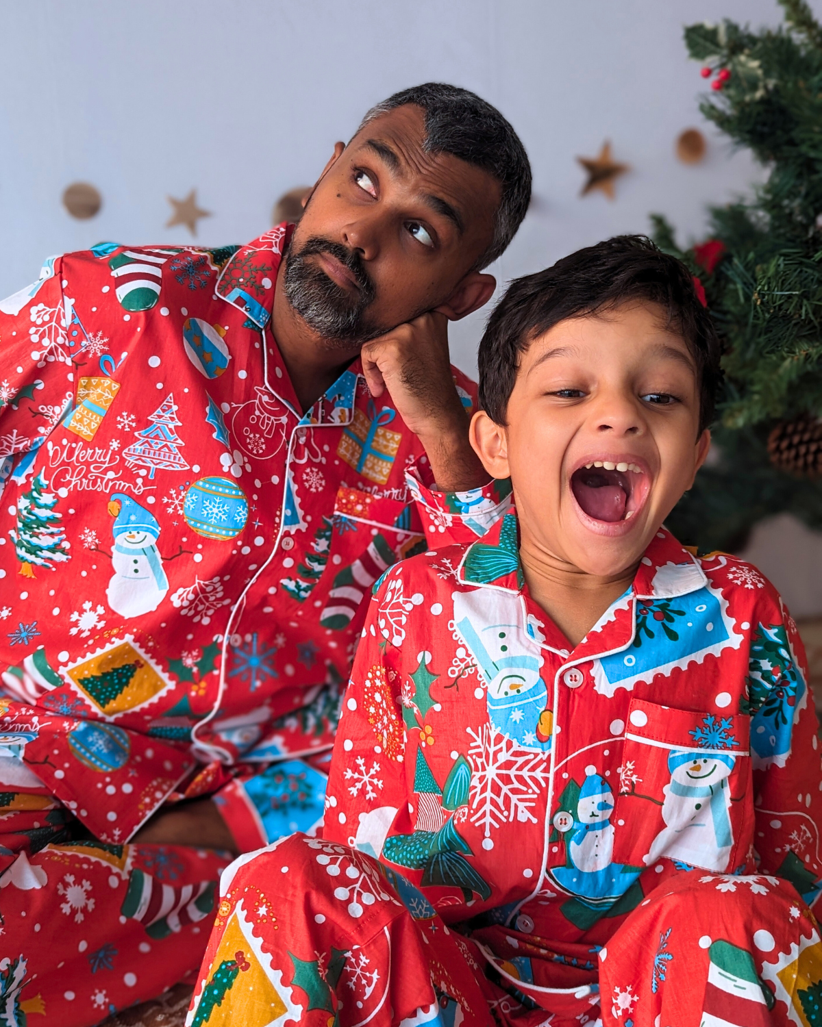 Cotton Pajama Set for Kids | Jingle Bells - Red