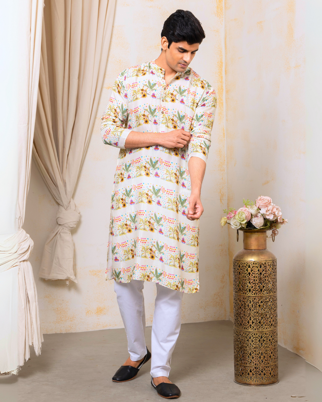 Viscose Silk Kurta for Boys, Men | Sunflower