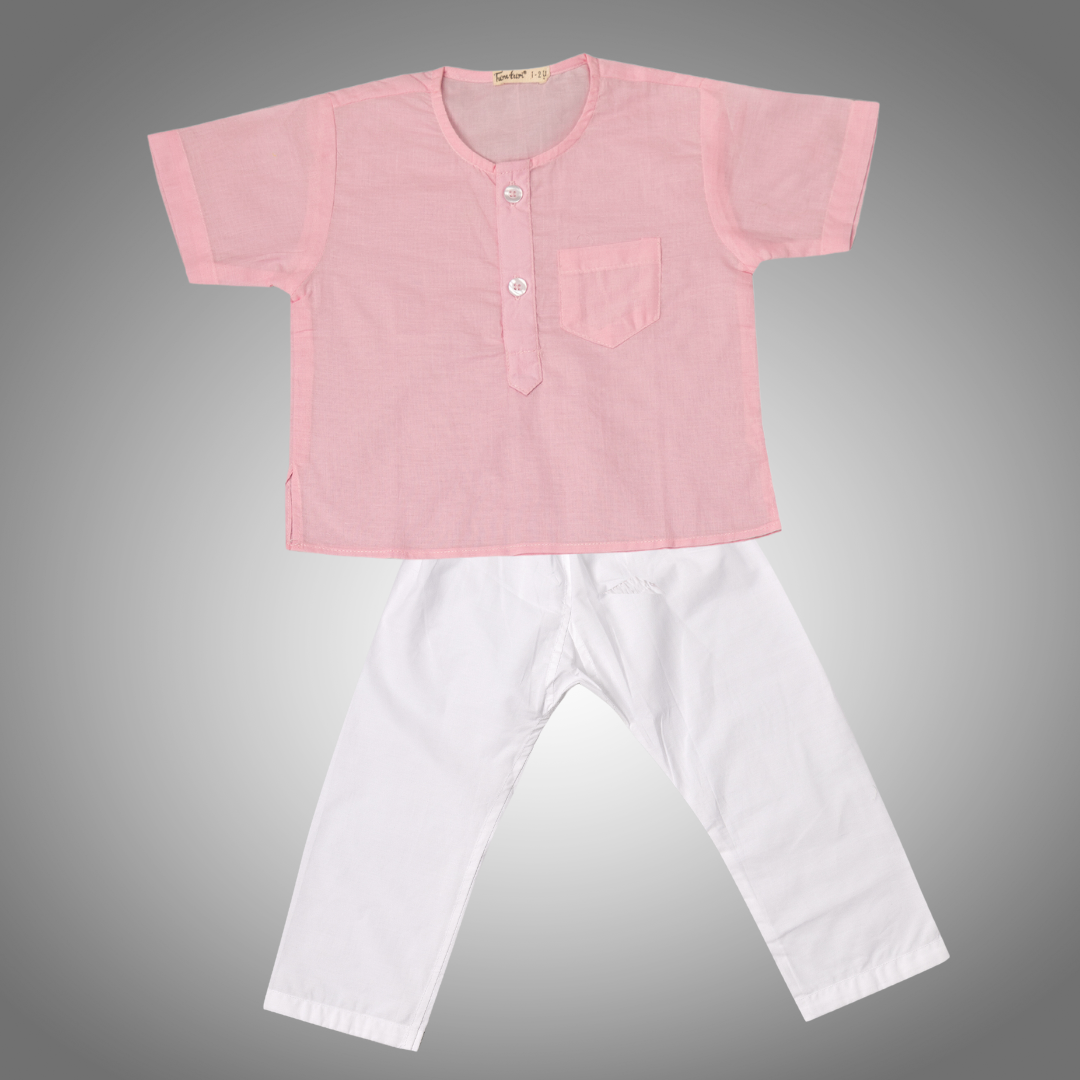 Cotton Mul Night Wear for Kids | Pastel Pink