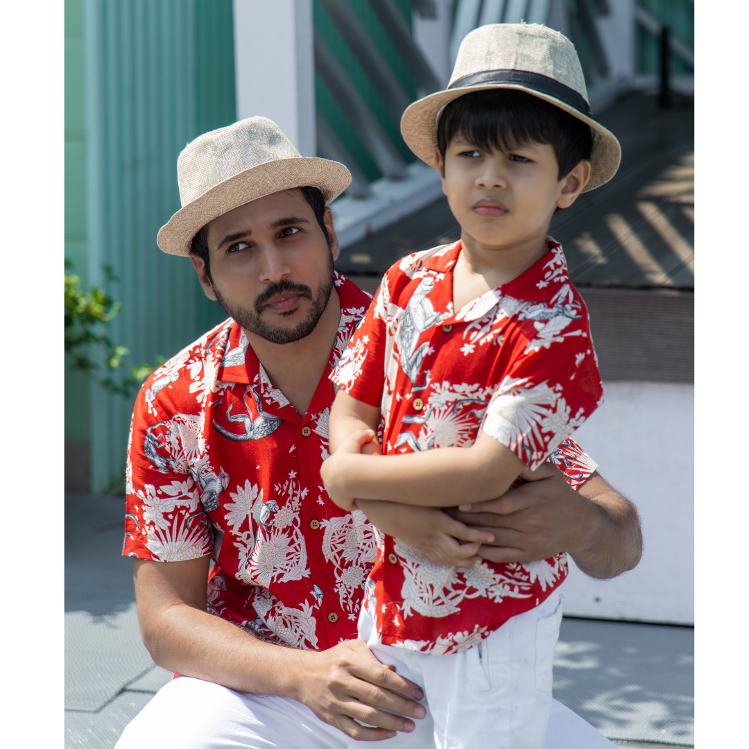 Funky Monkey Red men’s shirt – fun summer cotton shirt