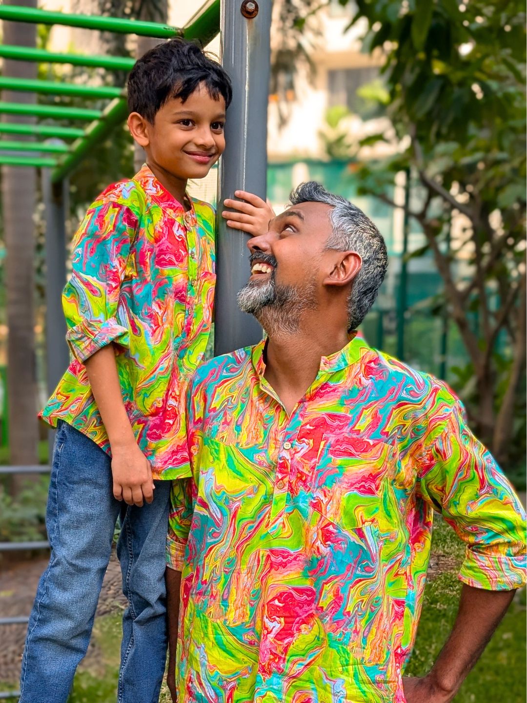 Holi print Kurta-Shirt for Boys, Men | Neon Holi