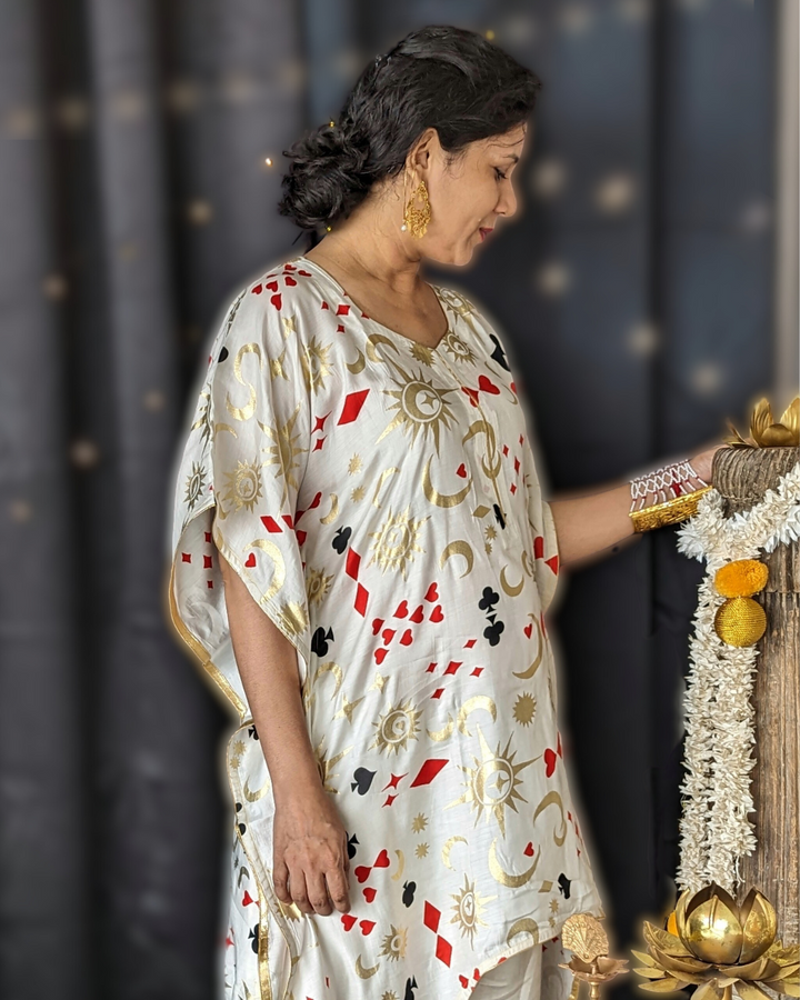 Viscose Silk Kaftan &amp; Palazzo Pants | Taash Ke Patte