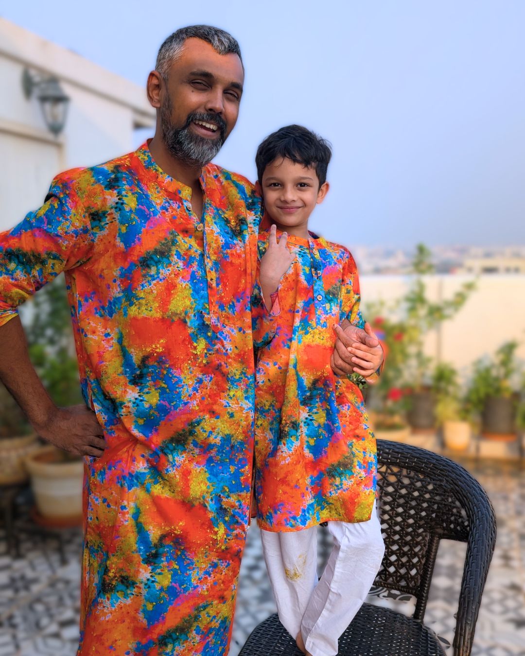 Holi print Cotton Kurta for Boys, Men | Gulaal