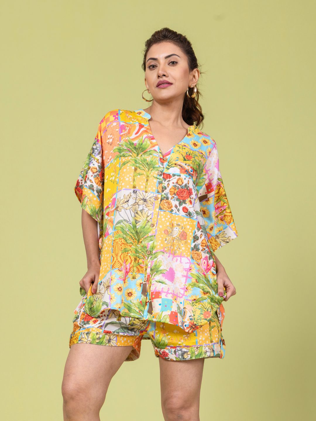 Women’s Cotton Top & Shorts Co-ord Set – Summertime Print | Casual Summer Outfit by Tura Turi