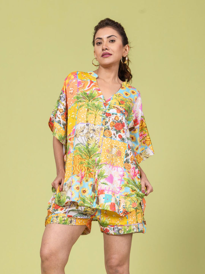 Women’s Cotton Top &amp; Shorts Co-ord Set – Summertime Print | Casual Summer Outfit by Tura Turi