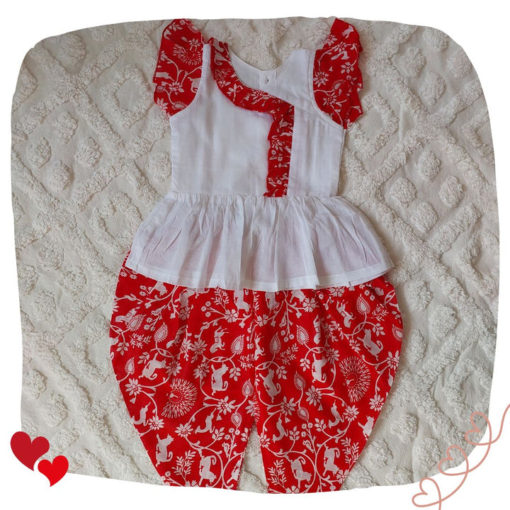 Cotton Malmal Girls Kurti-Dhoti Set | Shikargah