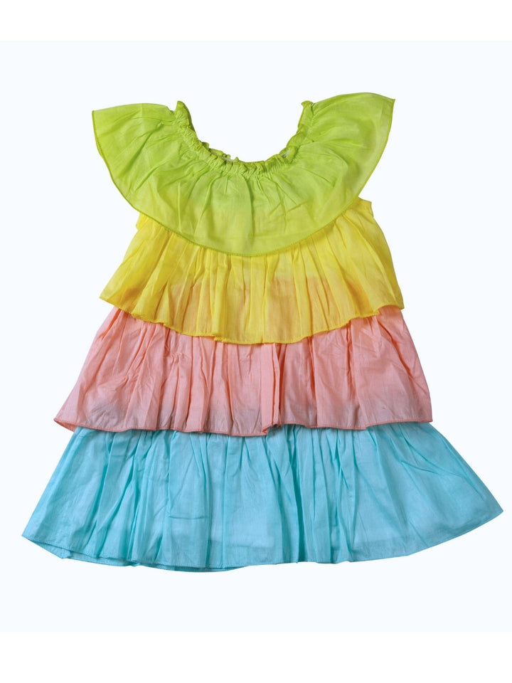 Cotton Malmal Ruffle Tiered Dress | Popsicle | 0-12 Years