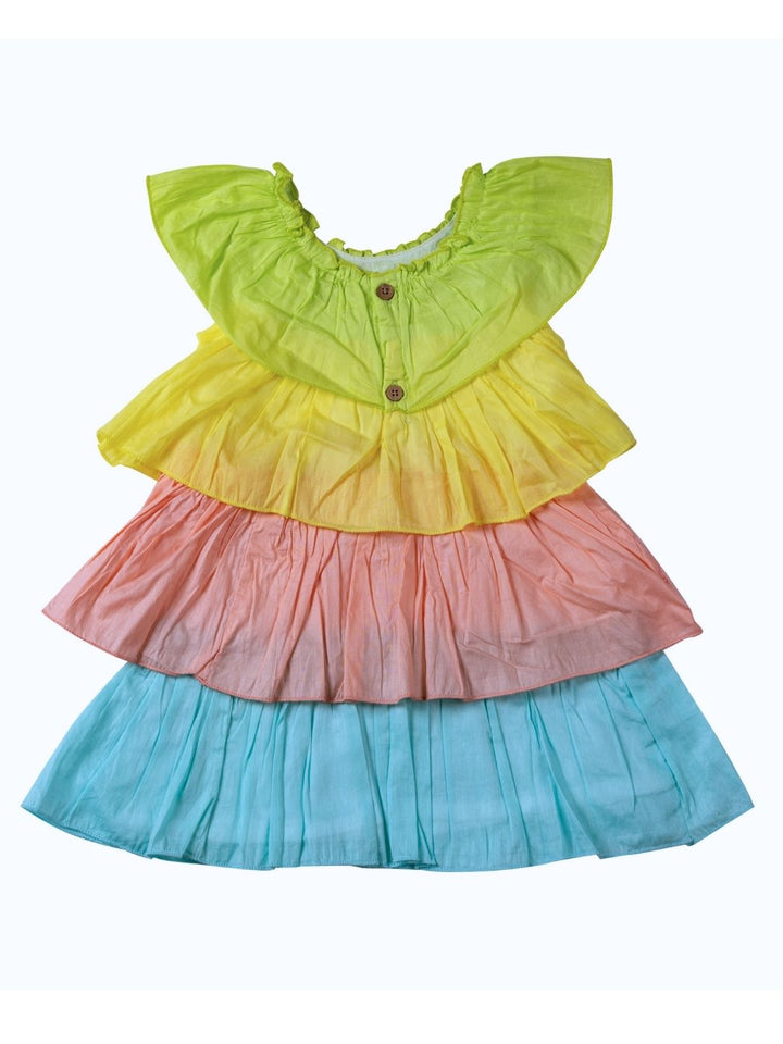 Cotton Malmal Ruffle Tiered Dress | Popsicle | 0-12 Years