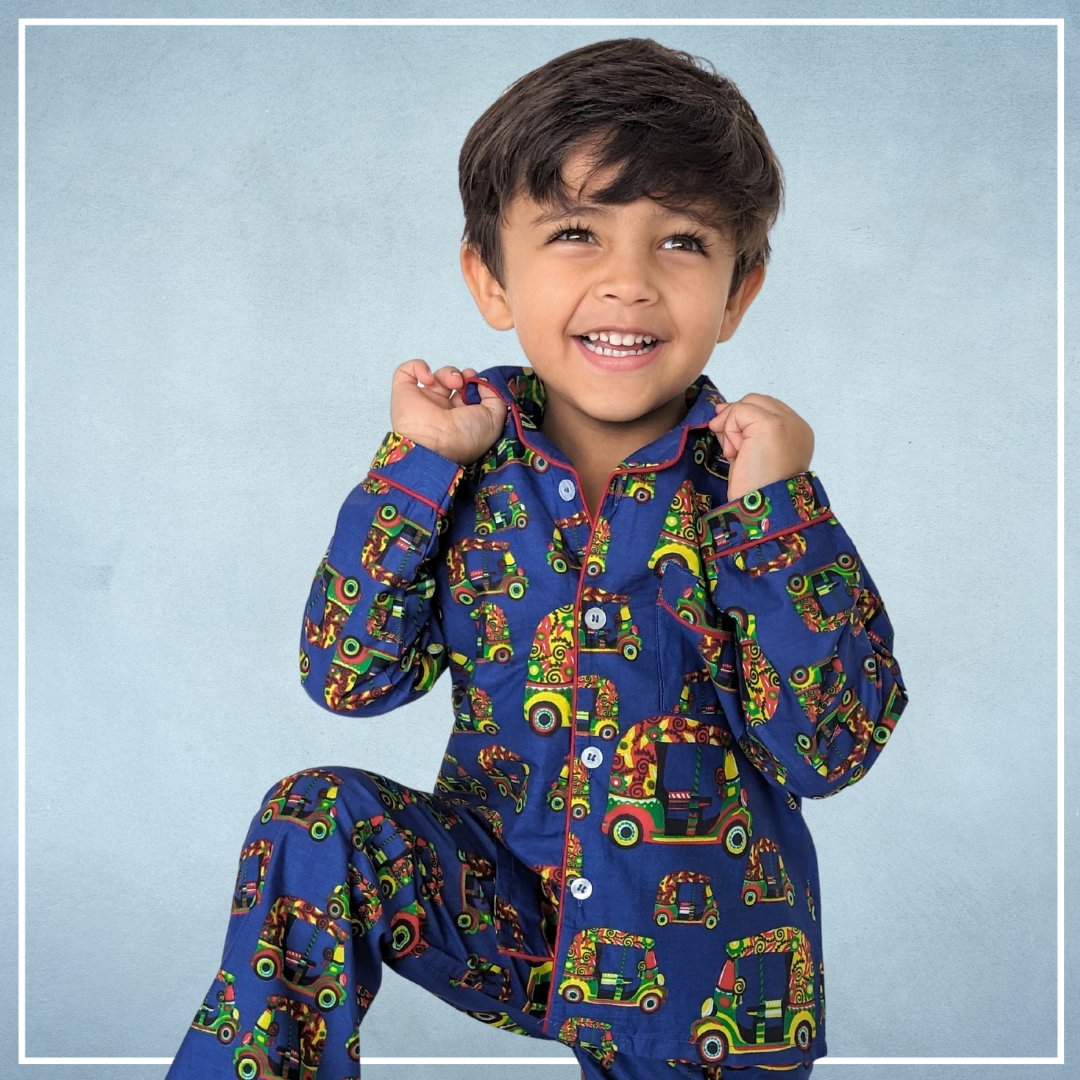 Cotton Night Suit for Kids Autorickshaw