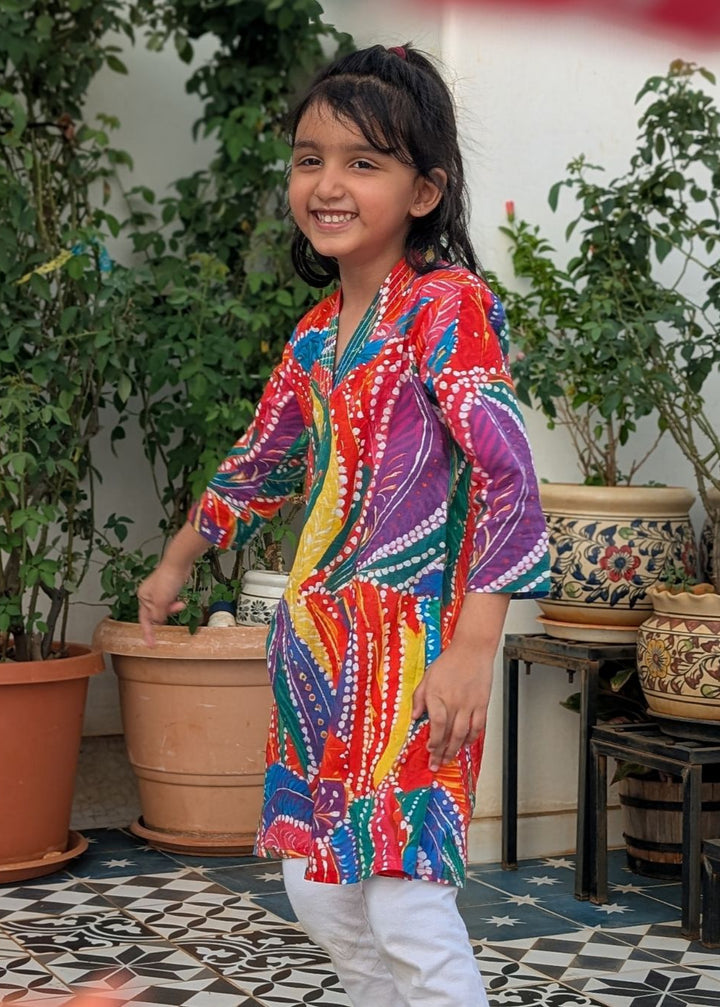 Holi print Cotton Kurta for Girls, Women | Rangeela