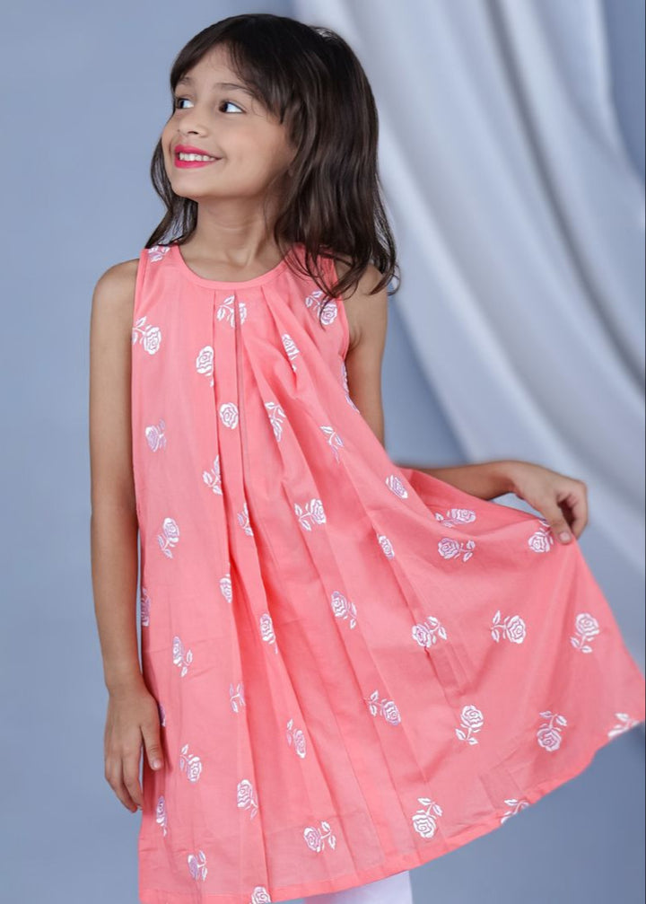Embroidered Malmal Dress | Rose Pink | 1-12Y