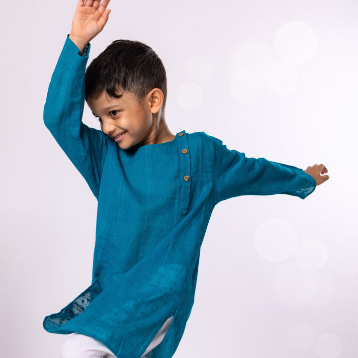 Cotton Kurta for Boys, Men | Colour Pop, Turquoise Blue