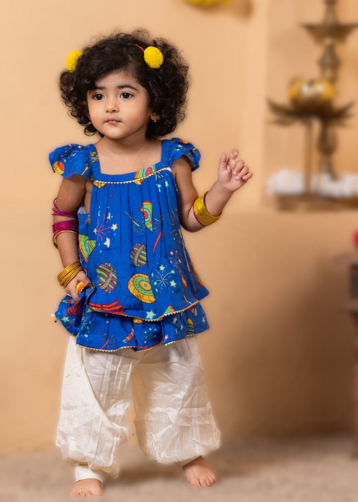 Viscose Silk Girls Kurti - Pleated Dhoti Pant | Phooljhari