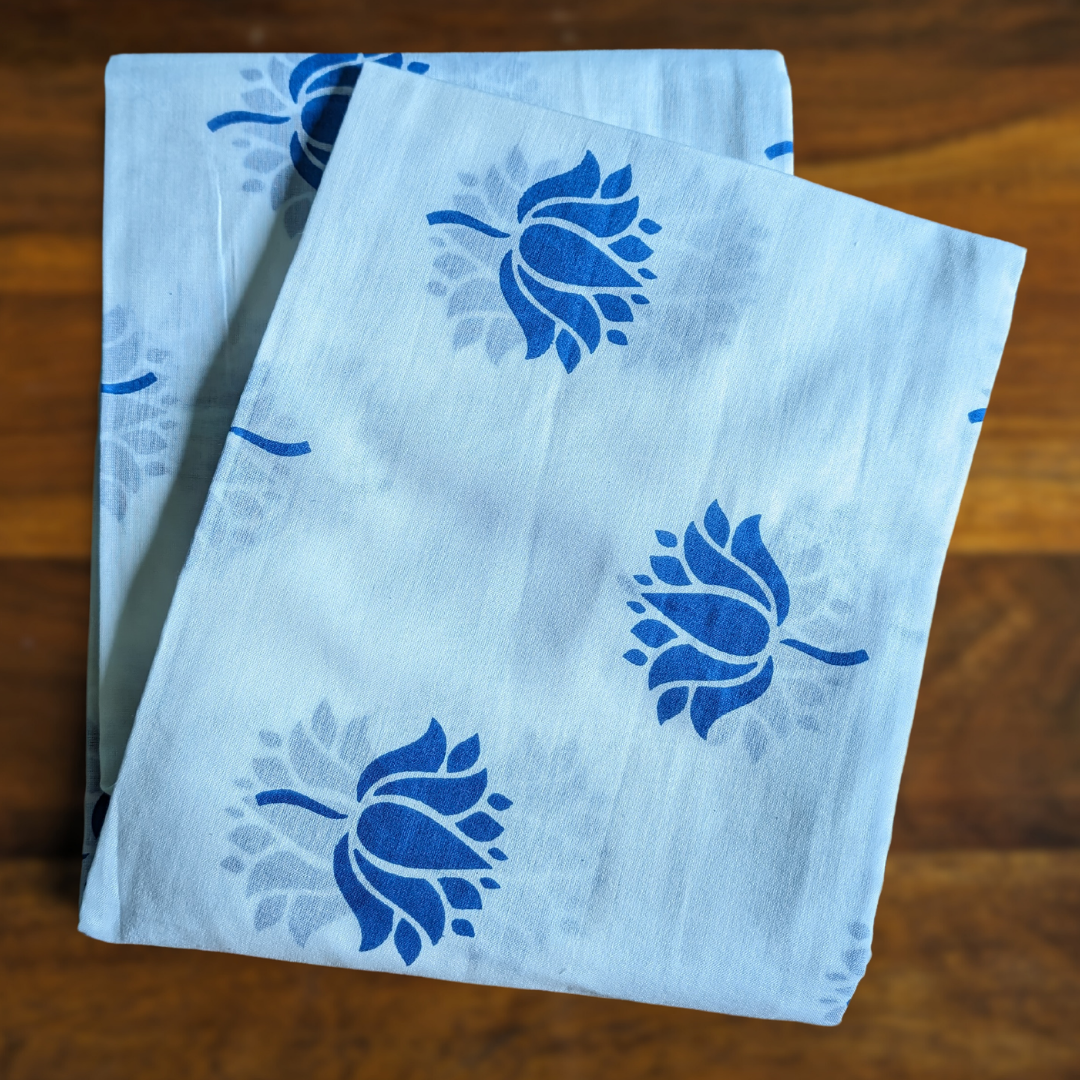 Malmal Swaddle - Indian Lotus, Blue