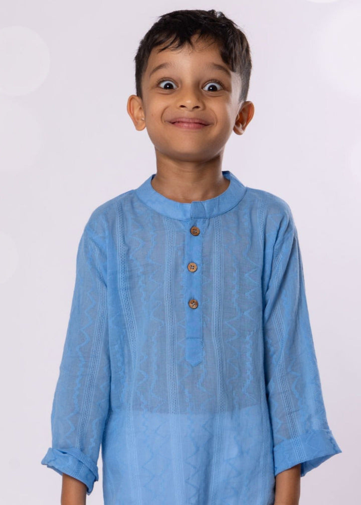 blue kurta adults and boys. cotton organic 