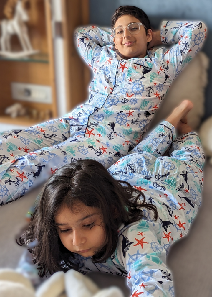 Cotton Night Suit for Kids | Nautical