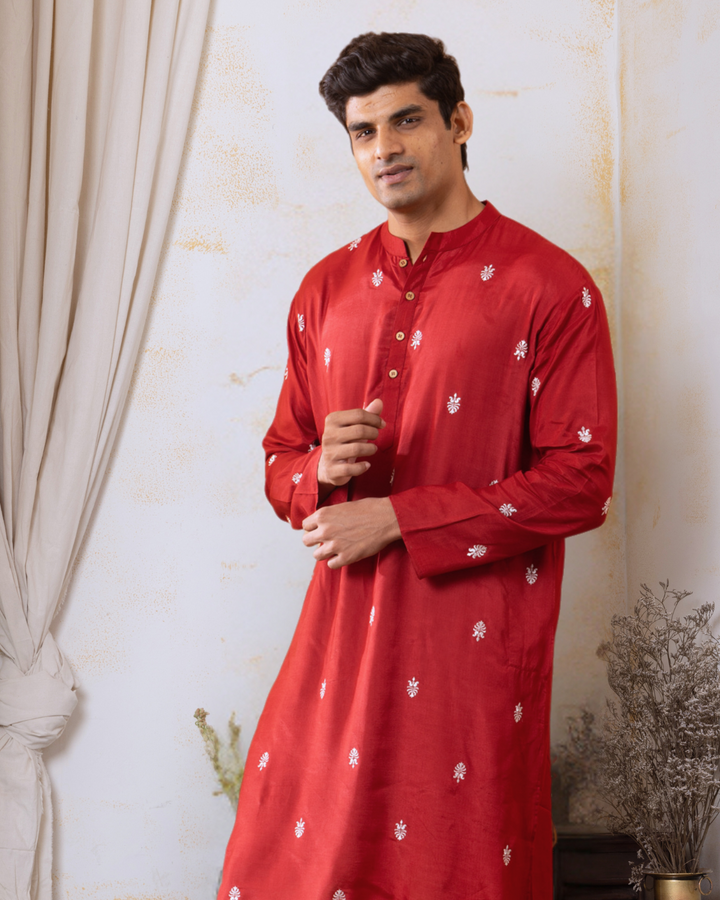 Embroidered Viscose Silk Men&