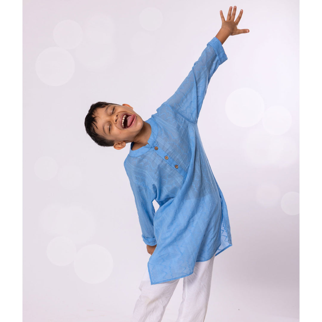 sky blue cotton kurta boys