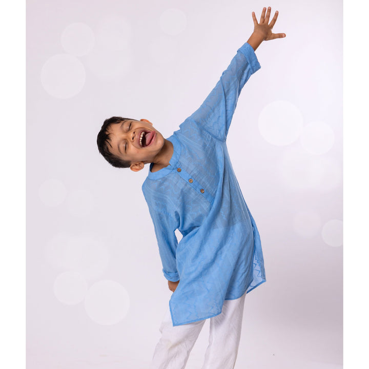sky blue cotton kurta boys
