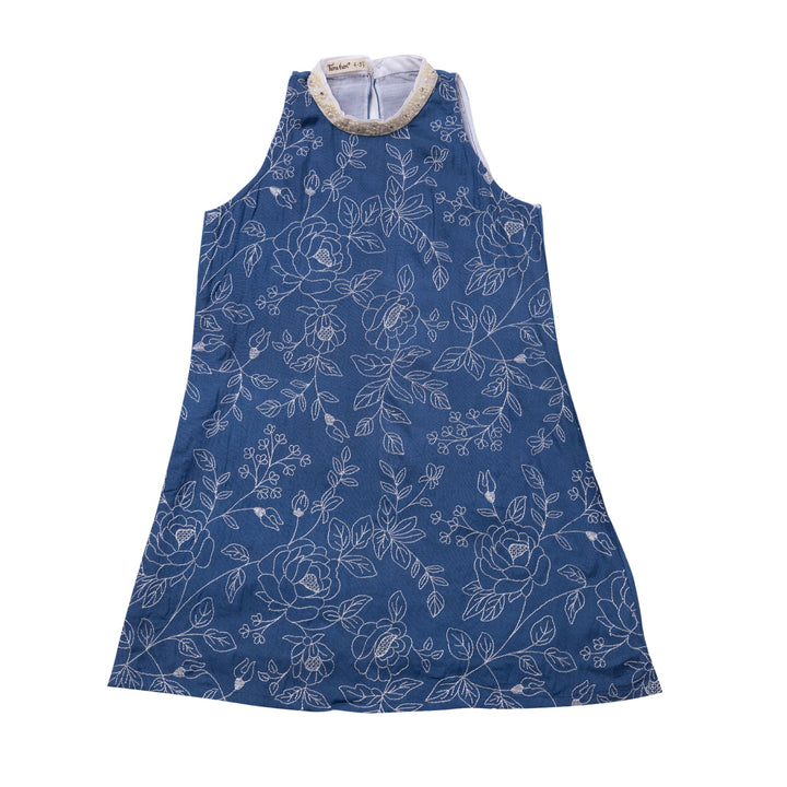 Embroidered Girls Kurta &amp; Palazzo Pants | Blue Rose
