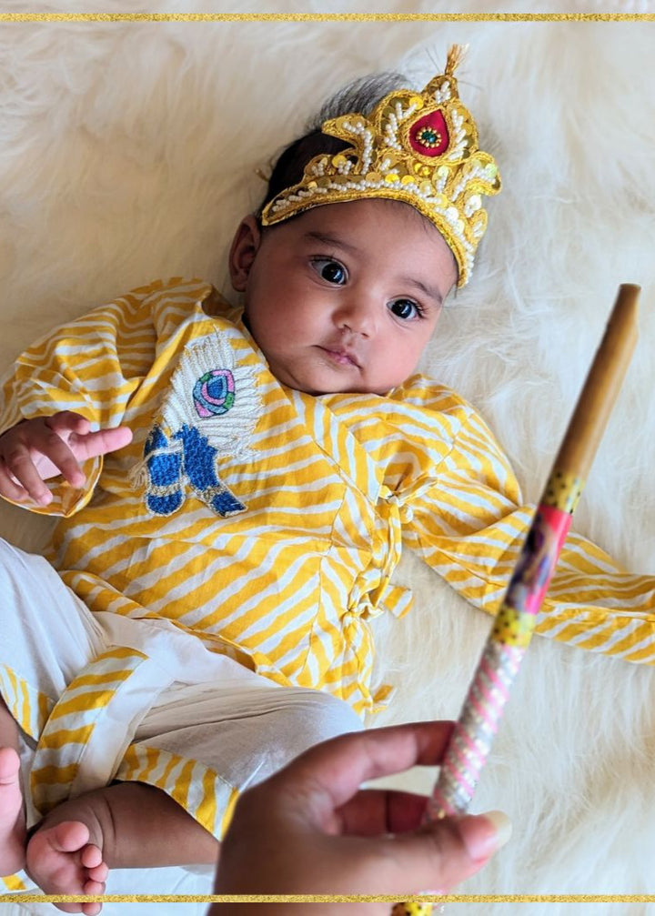 Boys Angrakha Kurta &amp; Dhoti Set | Janamashtami | 0-12Y