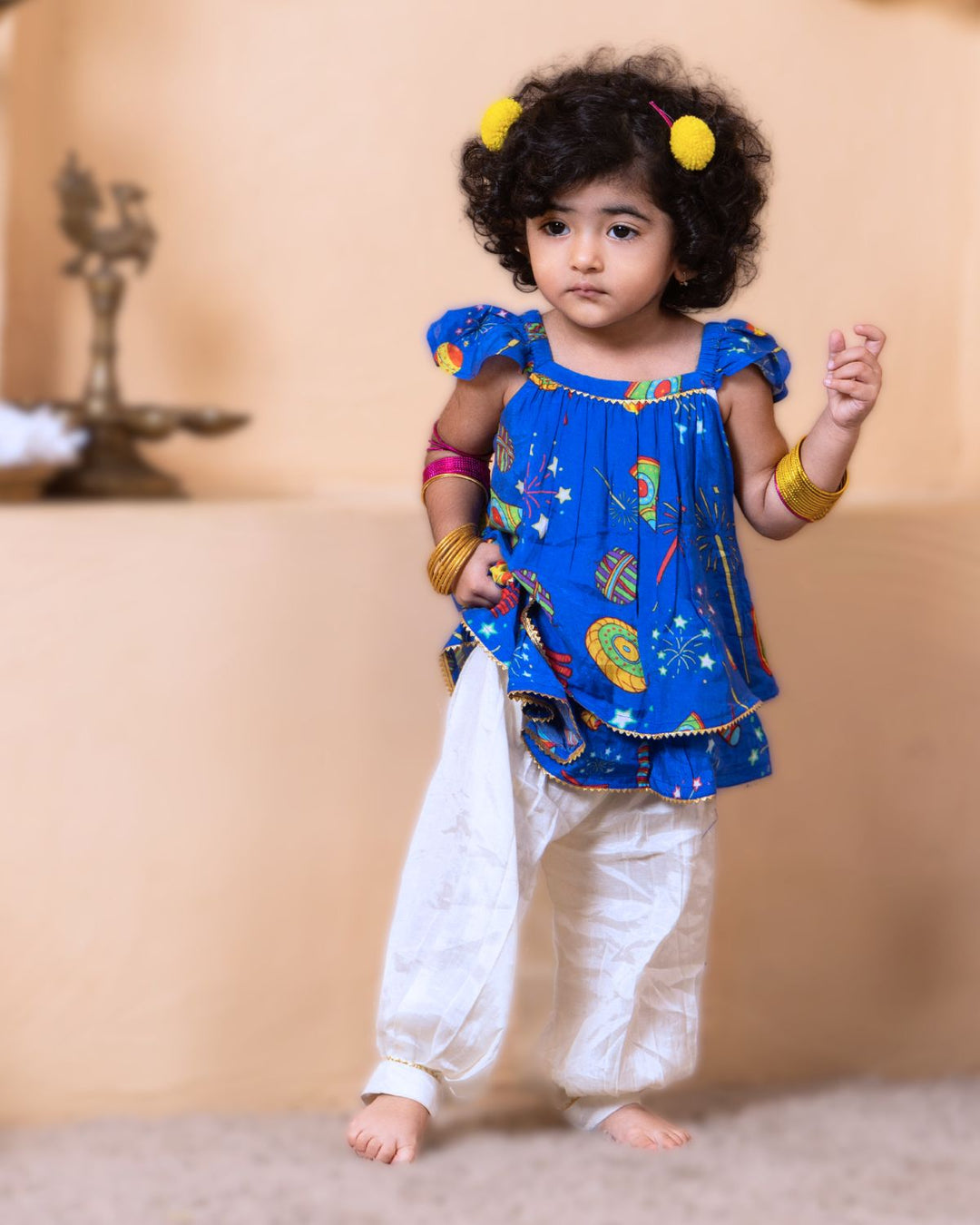 Viscose Silk Girls Kurti - Pleated Dhoti Pant | Phooljhari