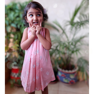 Embroidered Malmal Dress | Rose Pink | 1-12Y