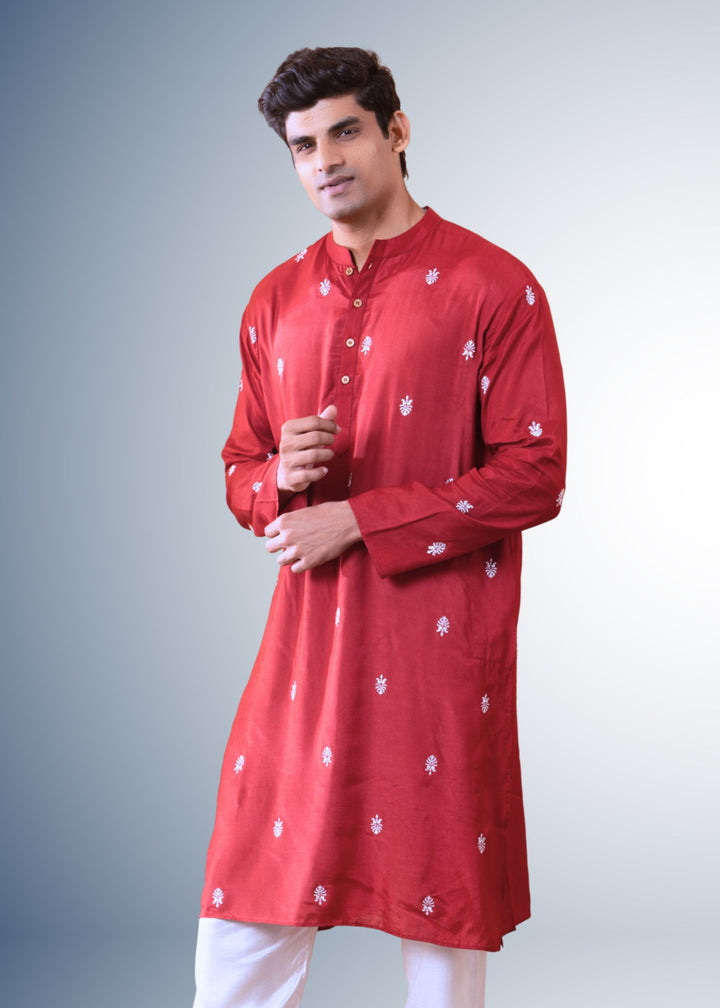 Embroidered Viscose Silk Men&