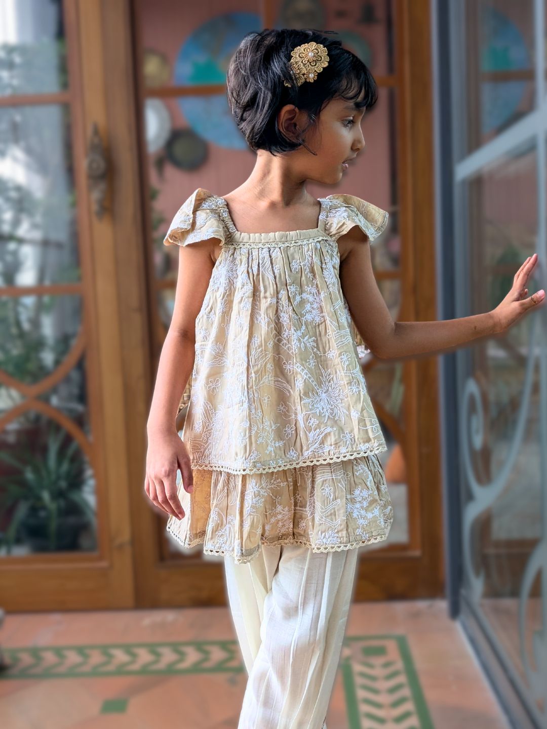 Girls Viscose Silk Embroidered Kurti-Salwar Set | Chandrika