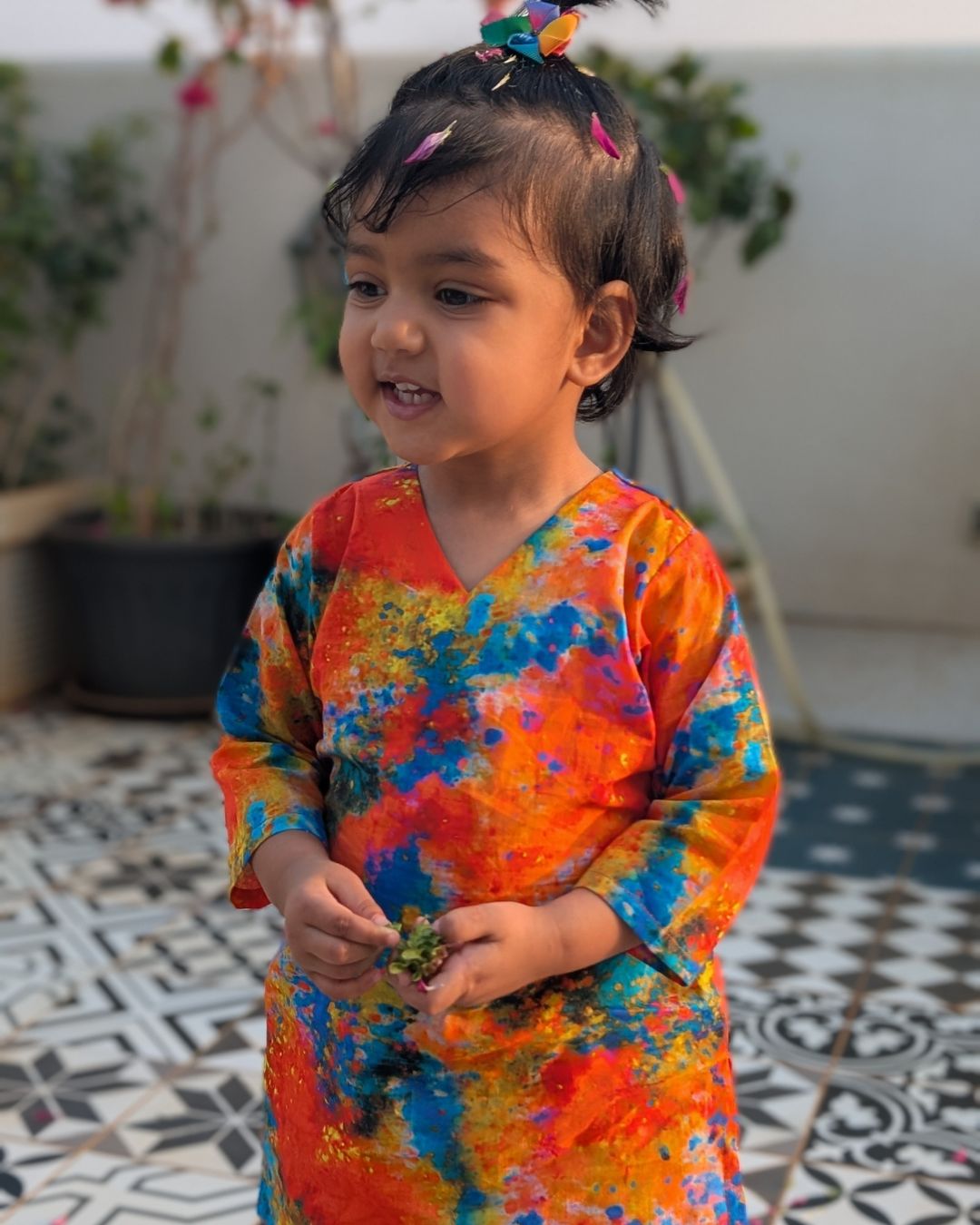 Holi print Cotton Kurta for Girls, Women | Gulaal