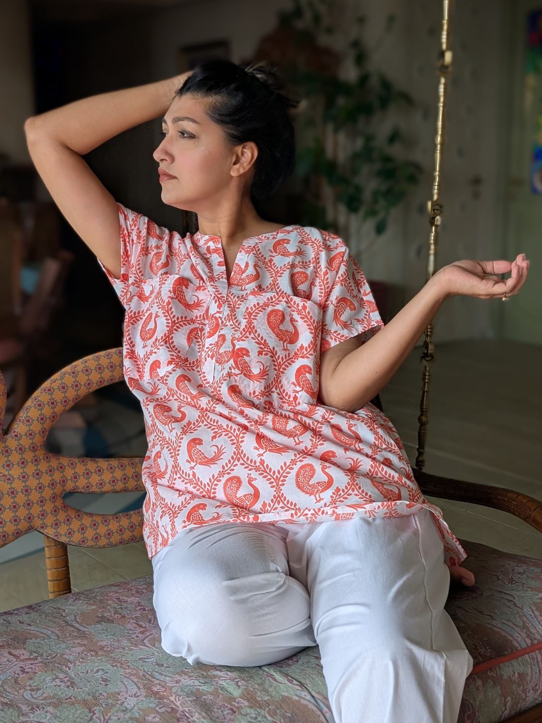 Women's Cotton 'No Bra' Night Suit | Pyaare Panchhi, Coral Pink