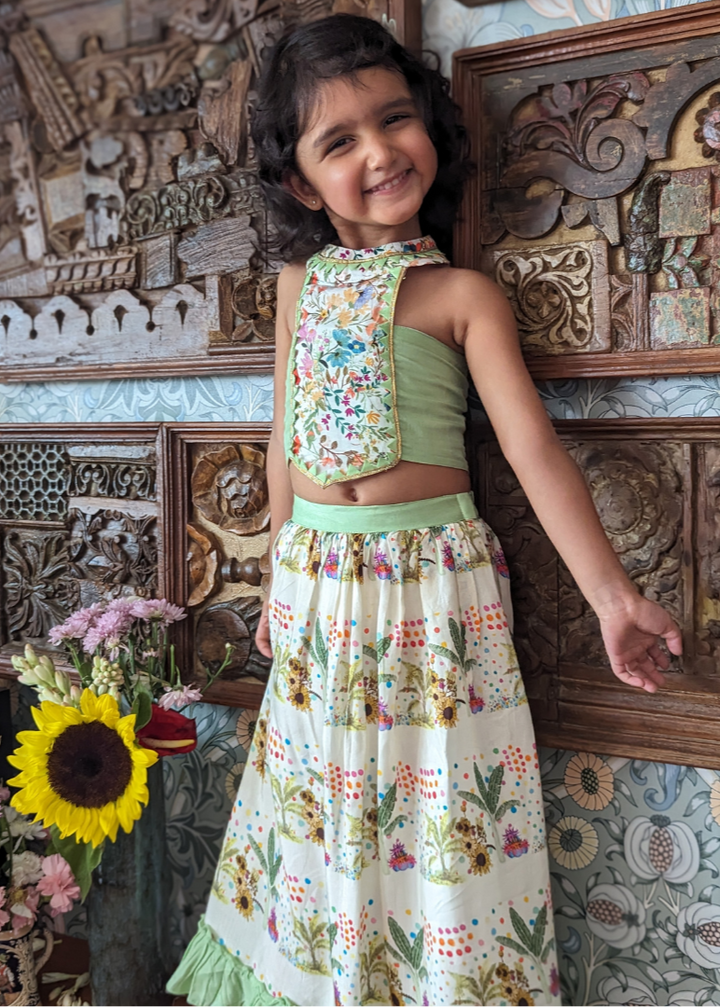 Viscose Silk Lehenga Set | Sunflower
