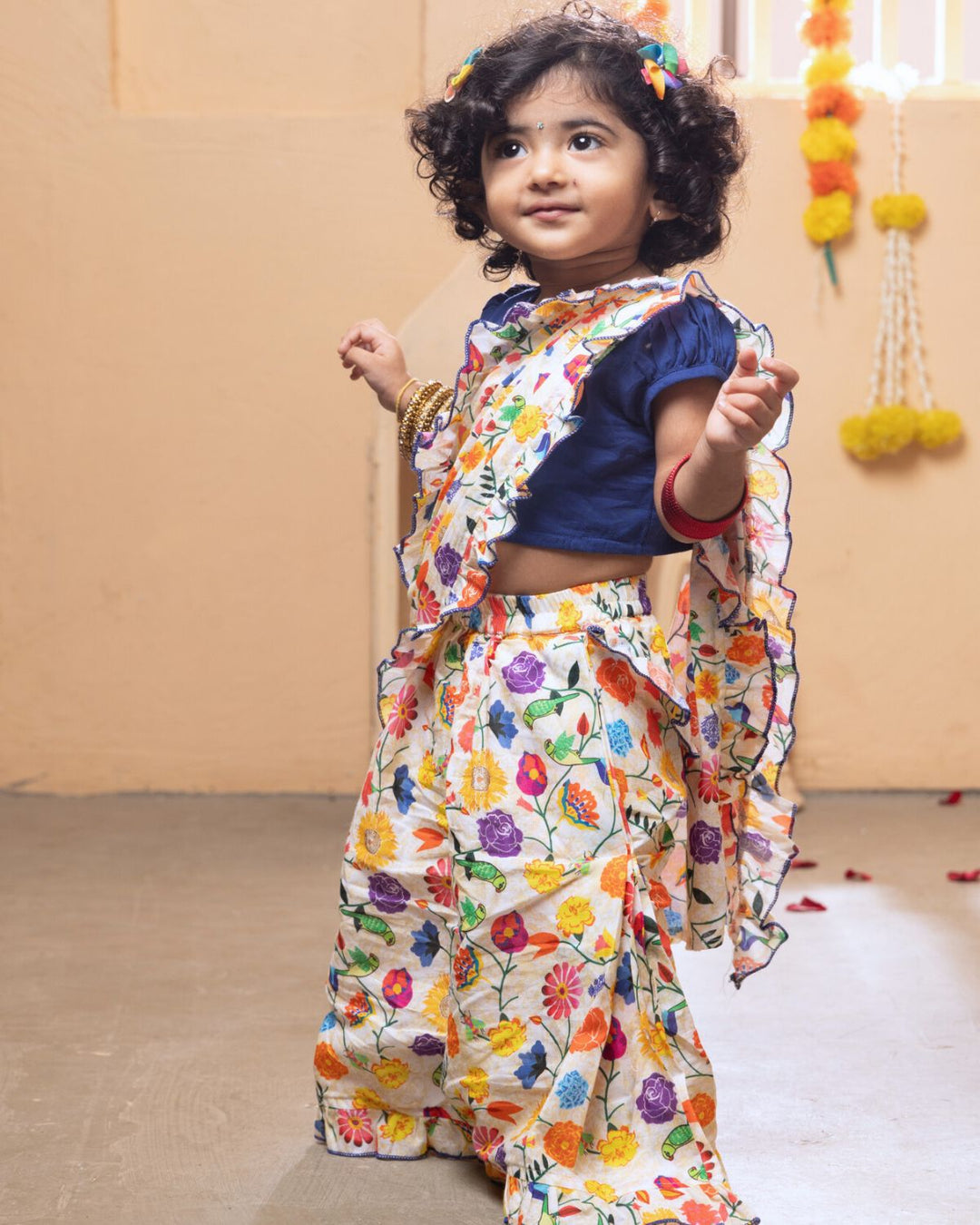 Prestitched Malmal Saree for Girls | Phool