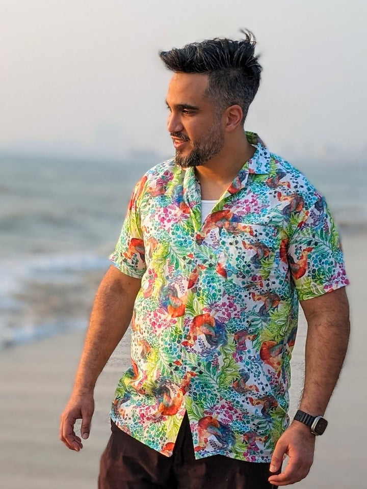 Kukdoo Koo men’s cotton shirt – quirky rooster-themed shirt