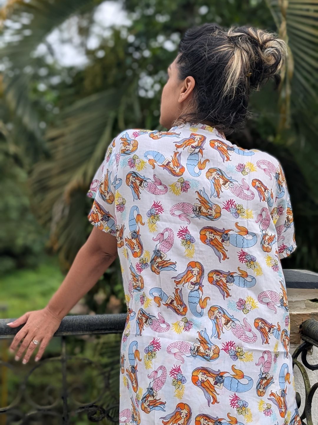 Women's 'No Bra' Night Suit Shorts Set | Mermaid White