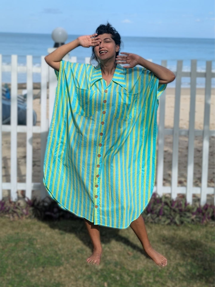 Modest cotton nightwear for women with front buttons and relaxed drape. postpartum nightwear cotton