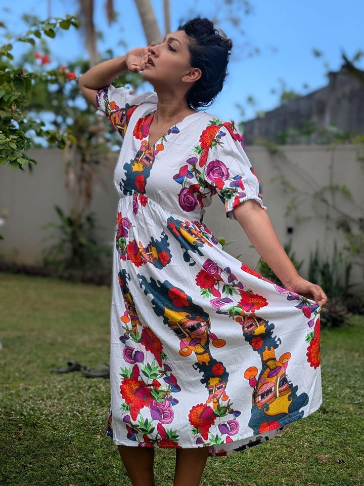 Women’s Cotton Midi Summer Dress - Rosa