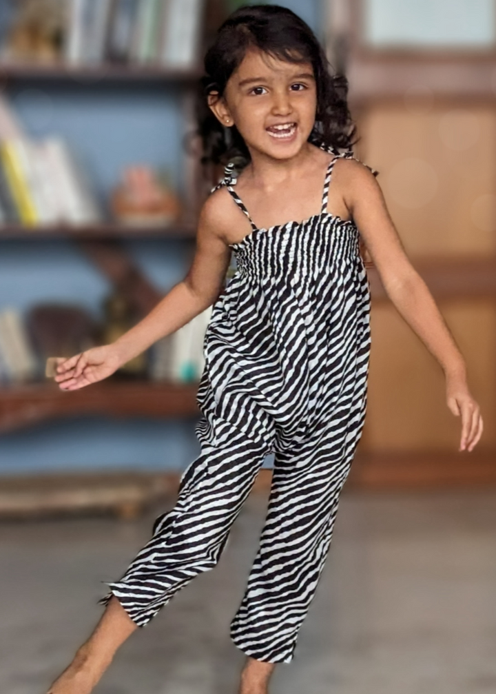 Cotton Malmal Jumpsuit for Girls | Leheriya Black